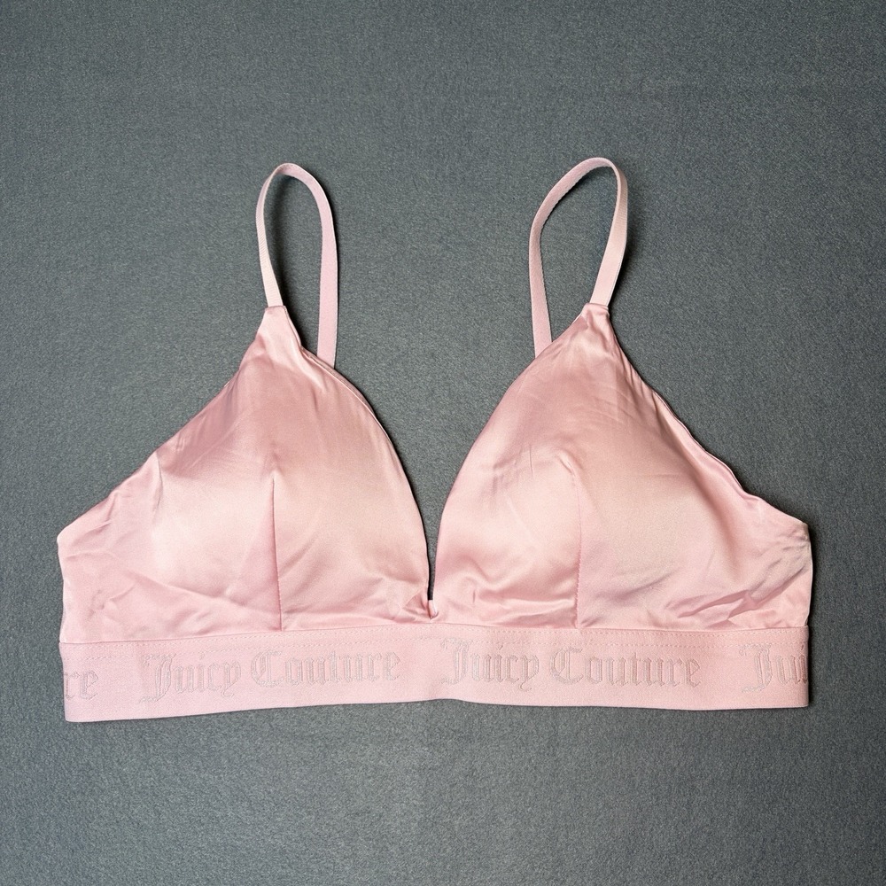 Juicy Couture Pink Bralette Bra Light Removable Padding Size XL